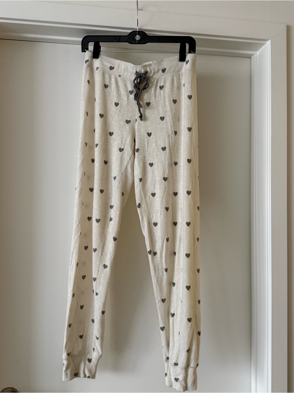PJ Salvage Cream Sweatpants with Heart Print